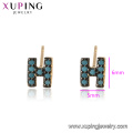 94983 xuping fashion alphabet h earring, fancy blue turquoise 18k gold stud earring for christmas gift